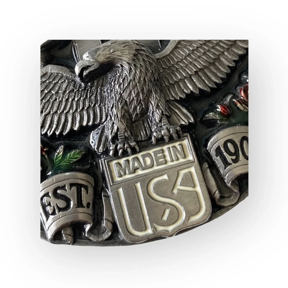 Vintage: Harley Davidson x Harmony Designs ©️1989 ☻ Eagle Rose Metal Belt Buckle